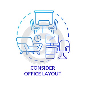 Consider office layout blue gradient concept icon