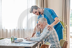 Considerate physician looking after his ill patient