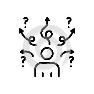 Black line icon for Consideration, why and query