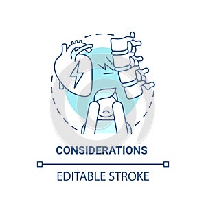 Considerations blue concept icon
