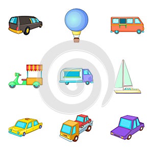 Consignment icons set, cartoon style