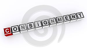 consignment word block on white