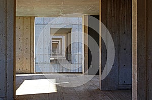 Consise cement structure of the Salk Institute by Louis Kahn