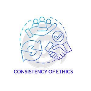 Consistency of ethics blue gradient concept icon