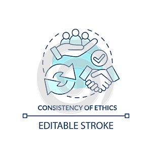 Consistency of ethics turquoise concept icon