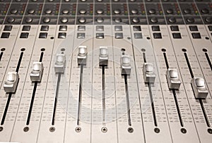 Console in audio recording studio