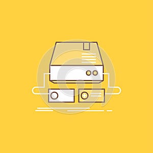 Console, game, gaming, pad, drive Flat Line Filled Icon. Beautiful Logo button over yellow background for UI and UX, website or