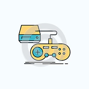 Console, game, gaming, playstation, play Flat Icon. green and Yellow sign and symbols for website and Mobile appliation. vector