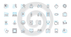 Console games linear icons set. PlayStation, Xbox, Nintendo, Controller, Multiplayer, Adventure, Action line vector and