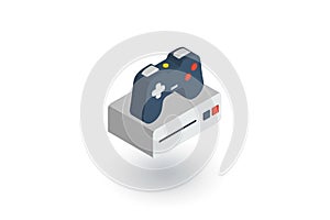 Console and joystick, gaming isometric flat icon. 3d vector