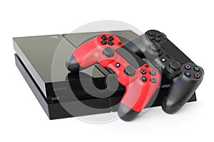 Console SONY PlayStation 4 with a joysticks.