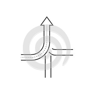 consolidate icon, join, merge or converge arrows line symbol. Vector illustration. stock image.