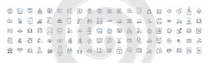 Consolidation line icons collection. Integration, Merger, Amalgamation, Combination, Fusion, Harmony, Unification vector