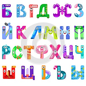 Consonants of the Cyrillic alphabet like different robots photo