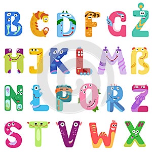 Consonants of the Latin alphabet like different monsters photo
