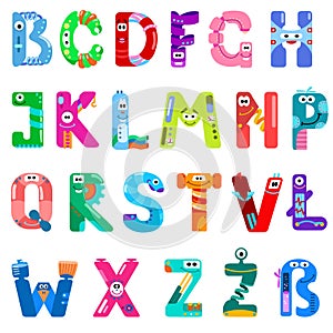 Consonants of the Latin alphabet like different robots photo