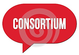 CONSORTIUM text written in a red speech bubble