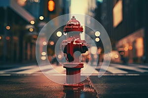 Conspicuous Hydrant street city. Generate Ai