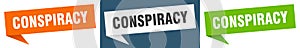 conspiracy banner. conspiracy speech bubble label set.