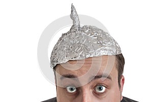 Conspiracy Freak with aluminum foil head