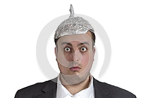 Conspiracy Freak with aluminum foil head