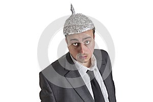 Conspiracy Freak with aluminum foil head