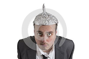 Conspiracy Freak with aluminum foil head