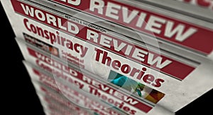 Conspiracy and secret theories theory retro newspaper 3d illustration