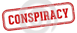 conspiracy stamp. conspiracy rectangular stamp on white background
