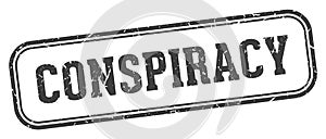 conspiracy stamp. conspiracy rectangular stamp on white background