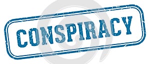conspiracy stamp. conspiracy rectangular stamp on white background