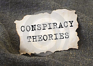 Conspiracy theories inscription. Eco fake ideas