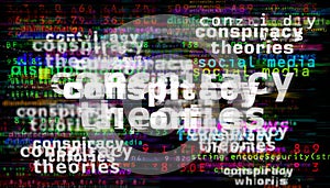 Conspiracy theories media and abstract screen 3d illustration