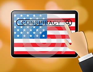 Conspiracy Theory Tablet Representing American Collusion With Russians 3d Illustration