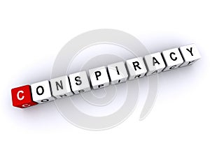 conspiracy word block on white