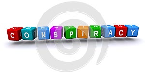 Conspiracy word block on white