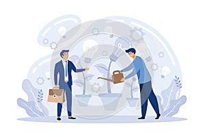 Constant innovation business, tech savvy, data driven business. Technological development startup. Improving company, solution