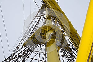 Constanta harbor at Black Sea. Mast. Marine Ship-School `Mircea`