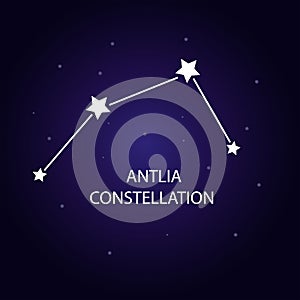 The constellation of Antlia with bright stars. Vector illustration.