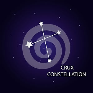 The constellation of Crux with bright stars. Vector illustration.