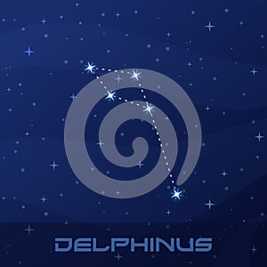 Constellation Delphinus, Dolphin, night star sky