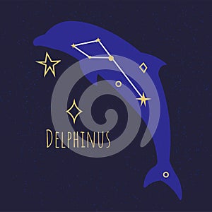 Constellation of delphinus, dolphin star shape
