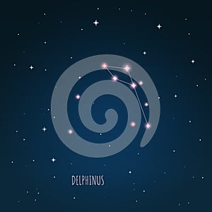Constellation Delphinus scheme in starry sky Space