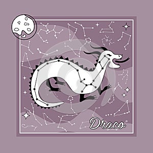 The constellation Draco star in the night sky