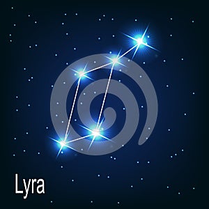 The constellation Lyra star in the night sky.