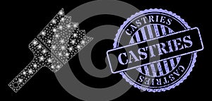 Scratched Castries Stamp and Shiny Mesh Painting Brush with Lightspots photo