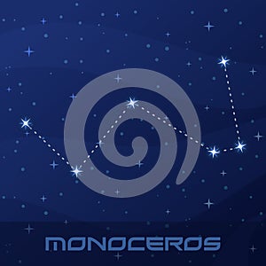 Constellation Monoceros, Unicorn, night star sky