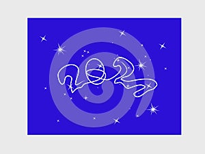 Constellation 2021. New year galaxy, holiday asterism. Hand draw illustration blue photo