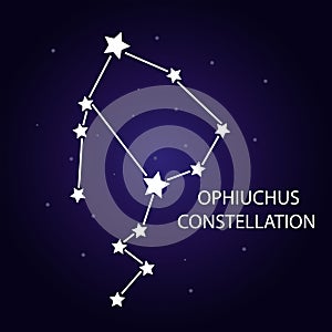 The constellation of Ophiuchus with bright stars. Vector illustration.