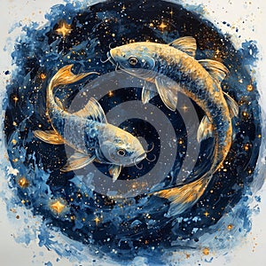 Constellation Pisces zodiac. AI generative